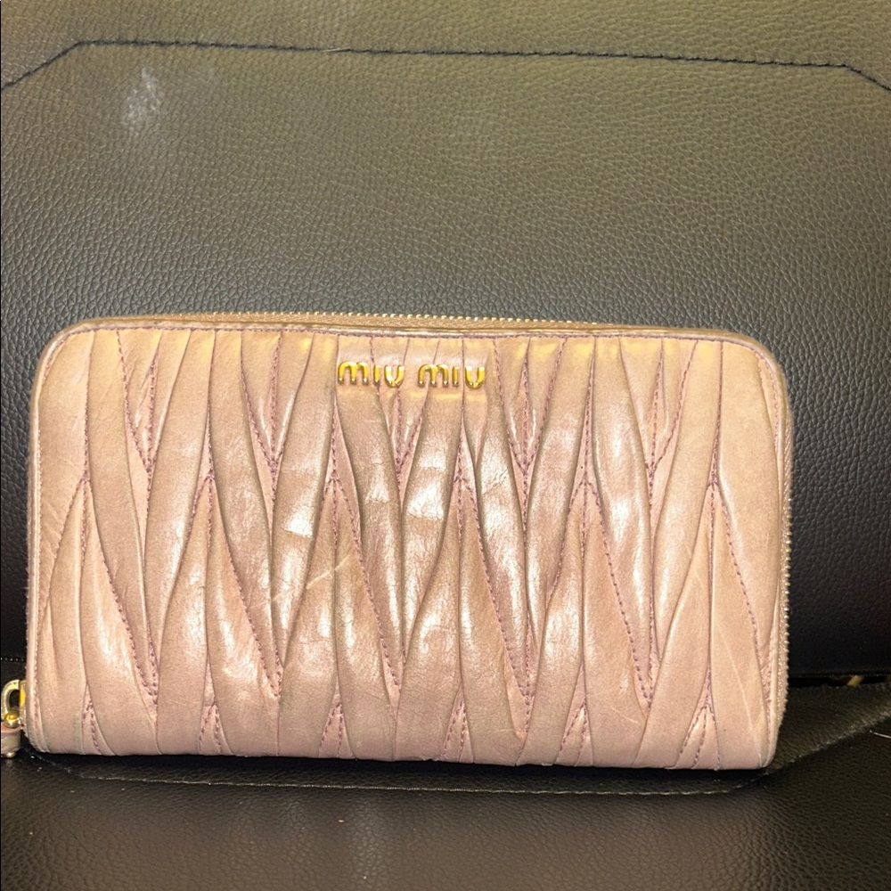 Miu Miu Tan Quilted Leather Wallet Vintage